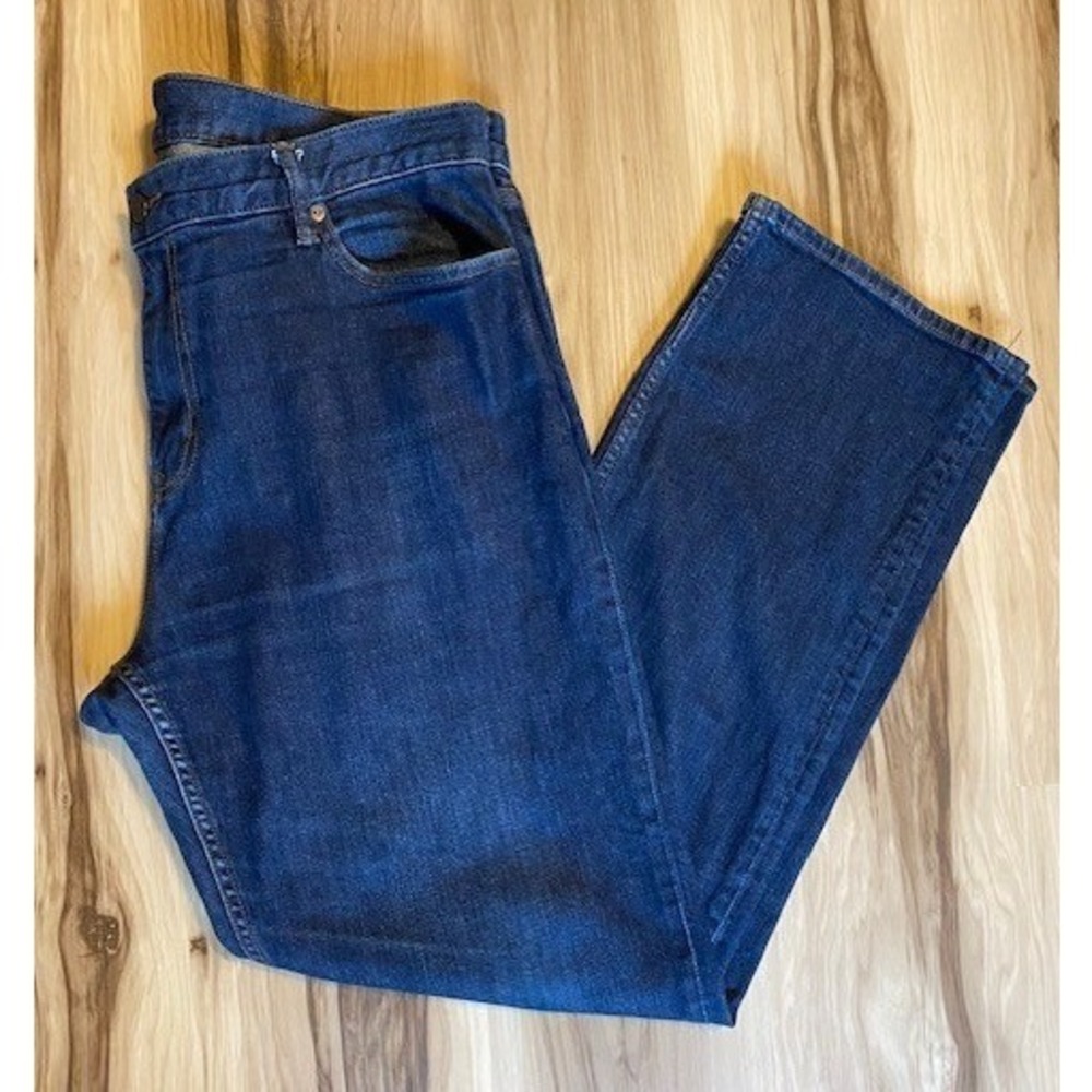 Banana Republic Mens Straight Leg Jeans Dark Wash Blue 36W 32L Stretch Denim